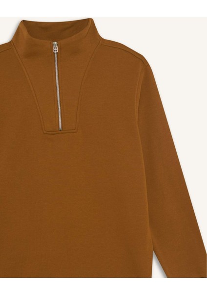 Regular Fit Yarım Balıkçı Yaka Fermuarlı Kalın Sweatshirt F4136AX25AU