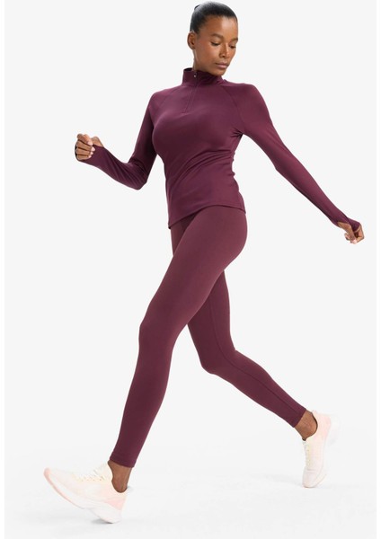 Toparlayıcı Yüksek Bel İçi Yumuşak Tüylü Beli Saran Basic Düz Sporcu Tayt W8206AZ25AU