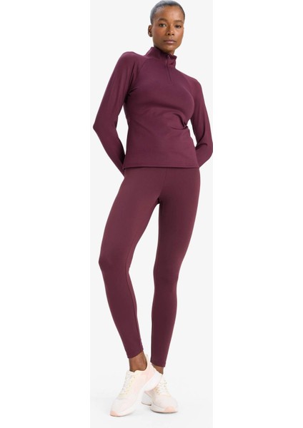 Toparlayıcı Yüksek Bel İçi Yumuşak Tüylü Beli Saran Basic Düz Sporcu Tayt W8206AZ25AU