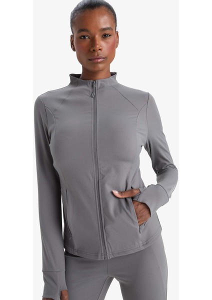 Slim Fit Dar Kesim Dik Yaka Hırka E9676AX25AU