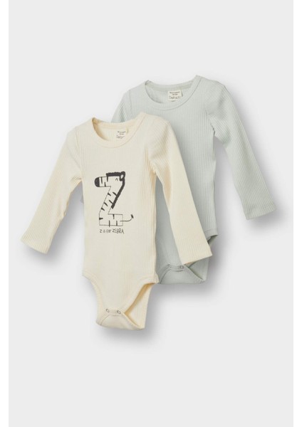 Erkek Bebek Yenidoğan Fitilli Kaşkorse 2'li Uzun Kollu Çıtçıtlı Body F4653A525AU