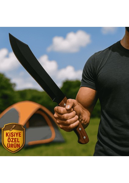 Ceviz Ağacı Saplı Isme Özel Yazılı 9CR13MOV Kalite Paslanmaz Çelik Avcı Kamp Bıçağı - M1 fiyatları