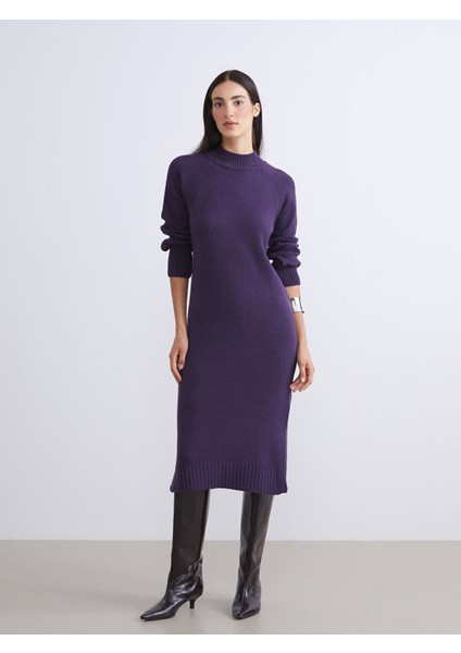 Lcw Yeni Sezon Peak Yeni Sezon Yarım Balıkçı Yaka Yırtmaçlı Triko Elbise