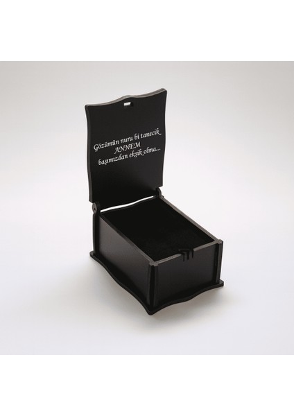 Hediye Notu Yazılı Siyah Ahşap Kolye Küpe Bileklik Set Takı Kutusu - M3 fiyatları
