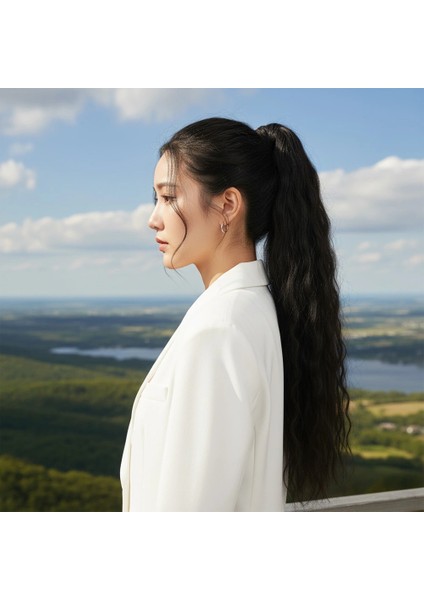 Lastik Tokalı At Kuyruğu Kabarık Afro Dalgalı - Kahve Karamel
