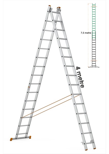 En Uzun Büyük 4X2M. Açılıp Kapanan A Tipi Sürgülü Kullanılabilen Ev Ofis Inşaat Yangın Merdiveni