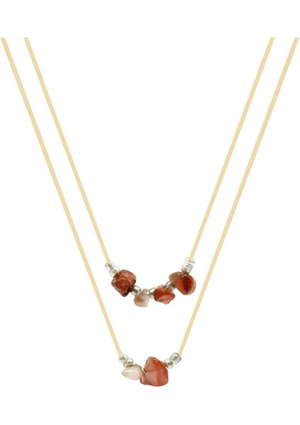 Zarif Ip Zincirli Natural Form Akik Doğaltaş Kadın Kolye