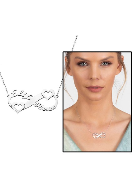 Kişiye Özel Isim Tarih Yazılı 925 Ayar Gümüş Sonsuzluk Kalp Kolye fiyatları