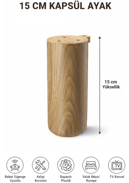 Kapsül Bohem 15 cm (4 Adet)Açık Kubik Ceviz Mobilya Kanepe Sehpa Tv Ünitesi Koltuk ve Konsol Ayağı fiyatları