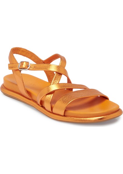 Turuncu Hakiki Deri Kadın Sandalet - K24Y1SN67668-M39