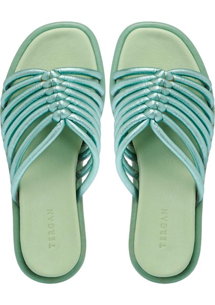 Yeşil Hakiki Deri Kadın Terlik - K24Y1TR67666-S1X