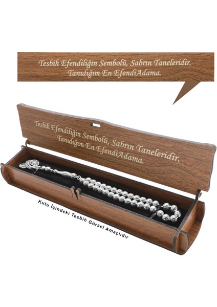 Özel Mesaj Yazılı Kahverengi Ahşap Elegance Hediye Tesbih Kutusu - M5 fiyatları