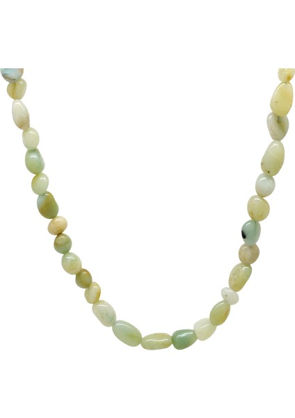 Gümüş Renk Metal Zincirli Amorf Amazonit Doğaltaş Erkek Kolye