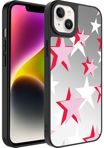 iPhone 14 Plus Uyumlu Aynalı Desenli Kamera Korumalı Parlak Mbvo Mirror Kapak-Yıldız