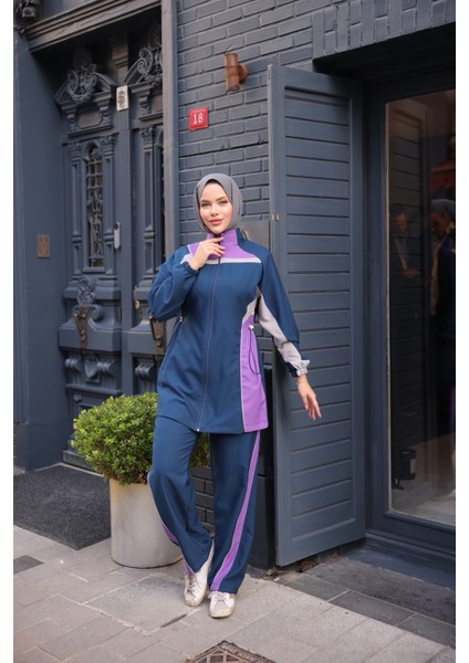 Kadın Tesettür Eşofman Takımı Fermuarlı Alt Üst Eşofman Takımı 522