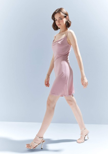 Coool Degaje Yaka Askılı Mini Elbise