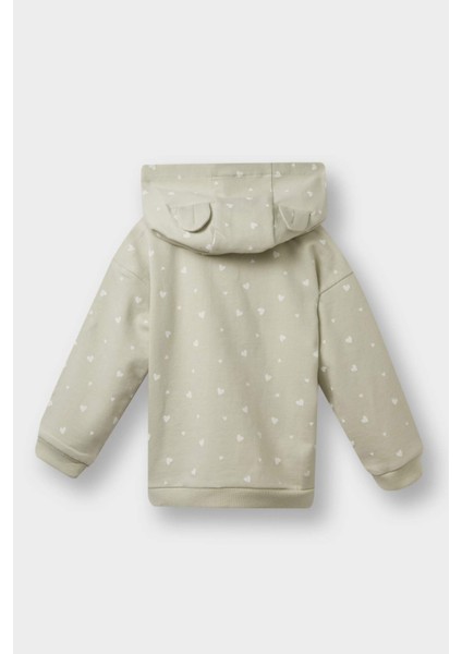 Kız Bebek 3'lü Takım Kapüşonlu Çıtçıtlı Hırka Baskılı Uzun Kollu Tişört Alt F4629A525AU