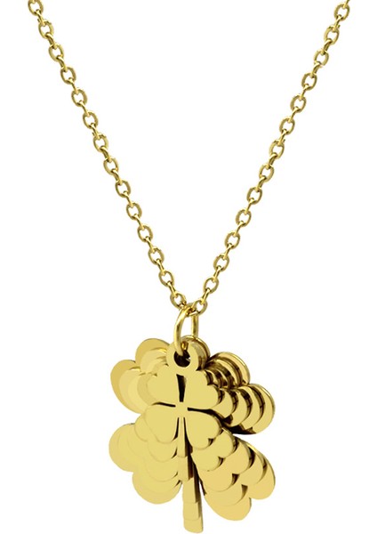 Altın Renk Yonca Yaprağı Tasarım Çekirdek Aile Temalı Isme Özel Çelik Kadın Kolye - En Fazla 5 Isim fiyatları