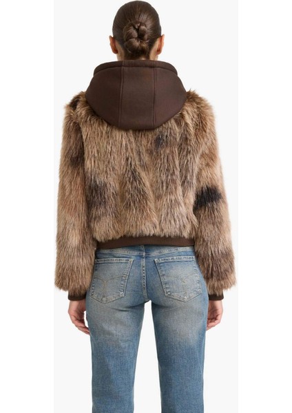 Regular Fit Kapüşonlu Fermuarlı Suni Kürk Mont F5572AX25WN