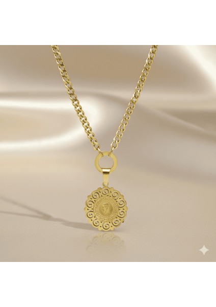 Kadın Çelik Kolye - Beşi Bir Yerde Reşat Altını Tasarım - Gurmet Zincirli - Altın Renk fırsatları