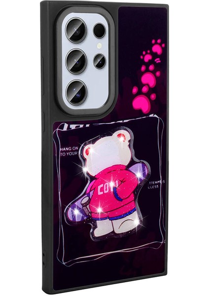 Galaxy S24 Ultra Kılıf Parlayan Kabartmalı Ikonik Figürlü Mbvo Amas Silikon Kapak-Mor indirimleri