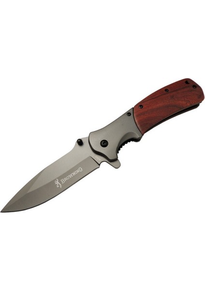 Gül Ağacı Saplı Kilit Mekanizma Isme Özel 9CR18MOV Kalite Paslanmaz Çelik Browning Avcı Kamp Bıçağı