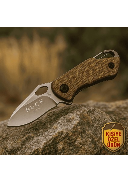 Afrika Sapelli Saplı Isme Özel Yazılı 9CR18MOV Kalite Paslanmaz Çelik Avcı ve Kamp Bıçağı modelleri