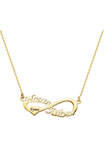 Isme Özel Yazılı Altın Renk 925 Ayar Gümüş Sonsuzluk Kolye