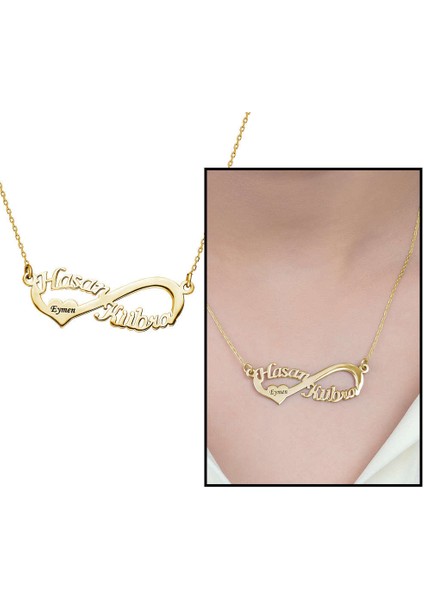 Isme Özel Yazılı Altın Renk 925 Ayar Gümüş Sonsuzluk Kolye fiyatları