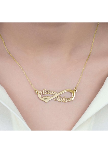 Isme Özel Yazılı Altın Renk 925 Ayar Gümüş Sonsuzluk Kolye modelleri