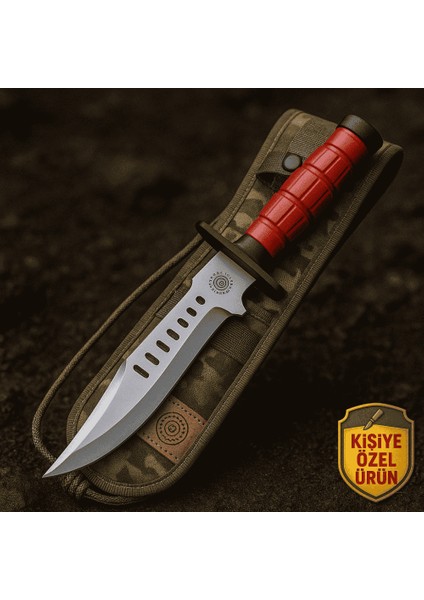 Kırmızı Polimer Saplı Isme Özel Yazılı CK75 - ST60 Kalite Paslanmaz Çelik Outdoor Bıçak modelleri