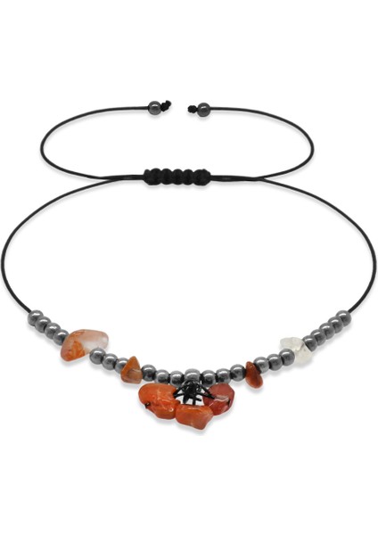 Makrome Örgülü Natural Kesim Akik Doğaltaş Halhal