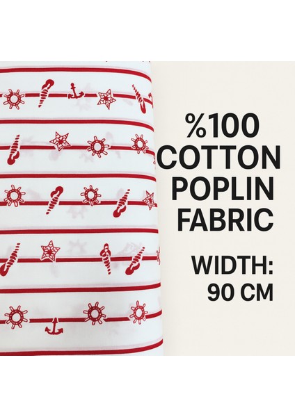 %100 Pamuk Poplin Kumaş 90 cm Eninde Dikiş ve Hobi Kumaşı