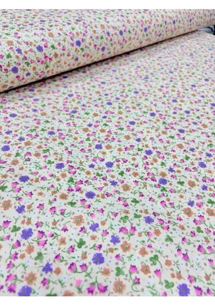 %100 Pamuk Poplin Kumaş – 170 cm En – Çiçek Desenli