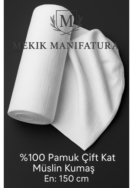 %100 Pamuk Çift Kat Müslin Kumaş