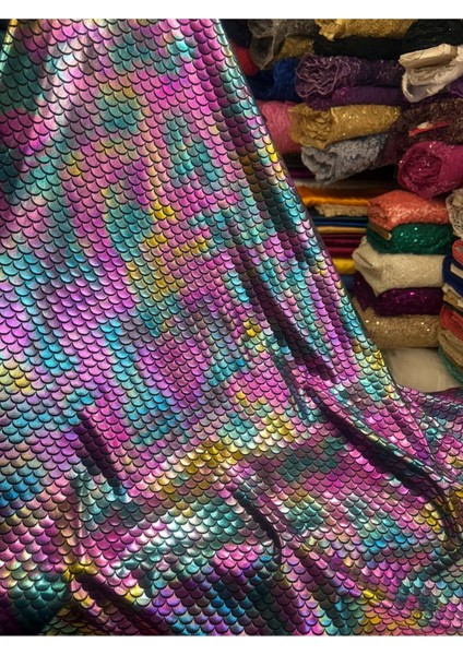 Balık Sırtı Rengarenk Yaldızlı Kumaş
