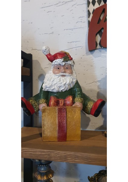 Polyester El Boyaması Dekoratif Noel Baba Figürlü Obje