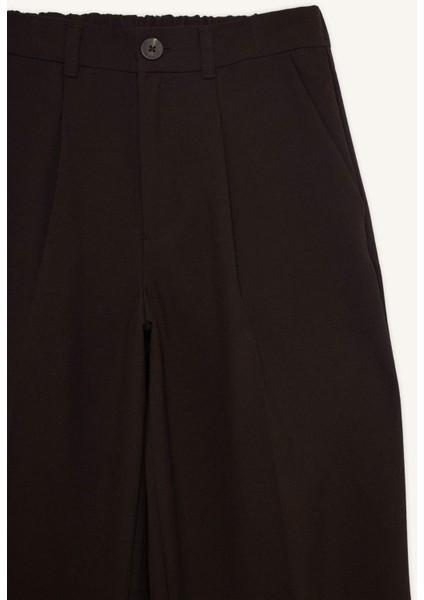 Wide Leg Fermuarlı Yüksek Bel Standart Boy Pantolon E7238AX25AU