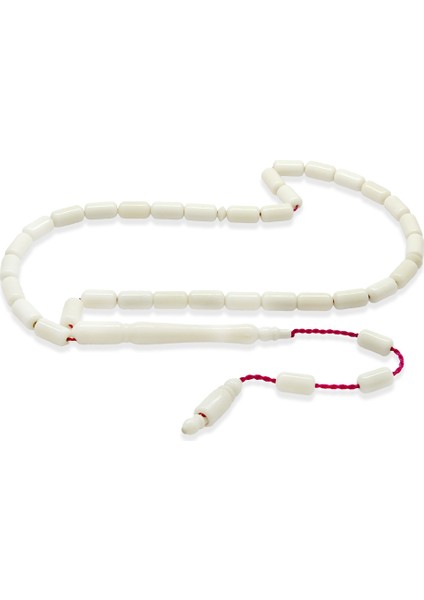 Sistemli Kırmızı Ipli Uçlu Kapsül Kesim Deve Kemiği Tesbih