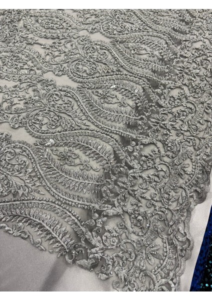 Taşlı Boncuklu Güpür Dantel Kumaş
