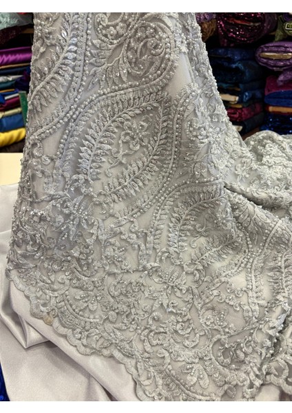 Taşlı Boncuklu Güpür Dantel Kumaş indirimleri