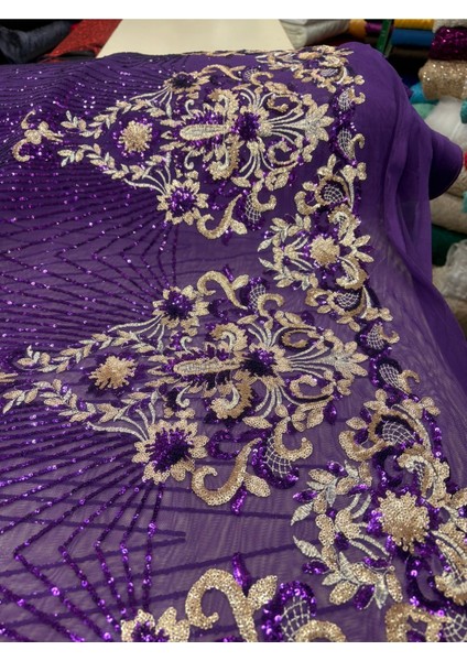 Pullu Nakışlı Dantel Kumaş