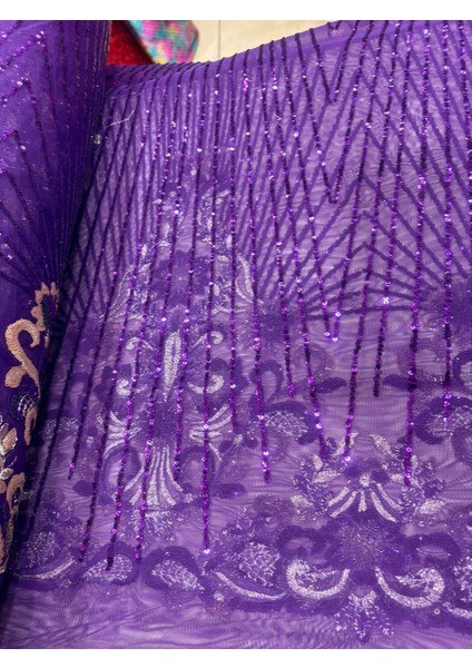 Pullu Nakışlı Dantel Kumaş