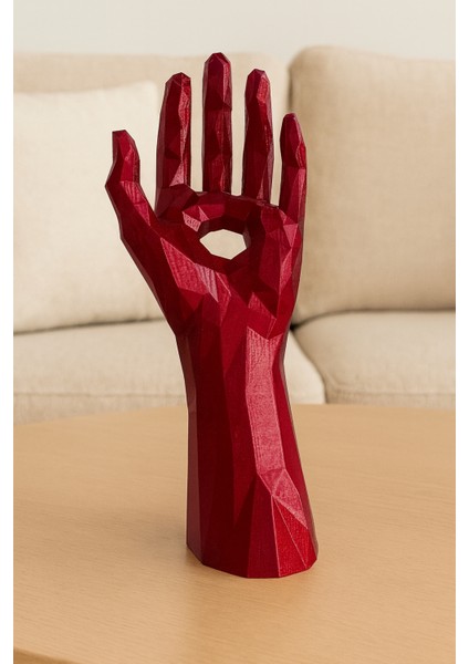 Organik Pla Malzemeden Geometrik Zümrüt Kırmızı El Şeklinde Şarap Şişesi Tutucu fiyatları