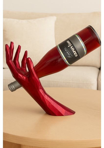 Organik Pla Malzemeden Geometrik Zümrüt Kırmızı El Şeklinde Şarap Şişesi Tutucu fırsatları