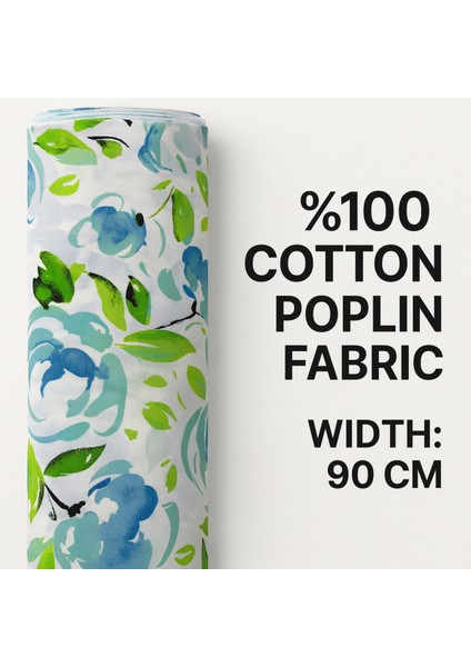 %100 Pamuk Poplin Kumaş 90 cm Eninde Dikiş ve Hobi Kumaşı