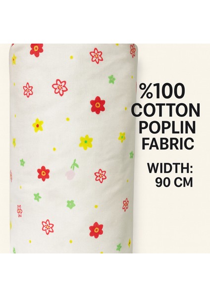 %100 Pamuk Poplin Kumaş 90 cm Eninde Dikiş ve Hobi Kumaşı
