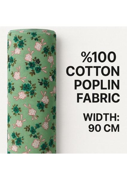 %100 Pamuk Poplin Kumaş 90 cm Eninde Dikiş ve Hobi Kumaşı