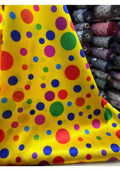 Puanlı Renkli Saten Kumaş