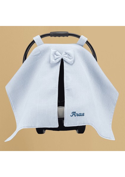 Isme Özel Nakışlı Mavi Renk Bebek Puset Örtüsü fiyatları